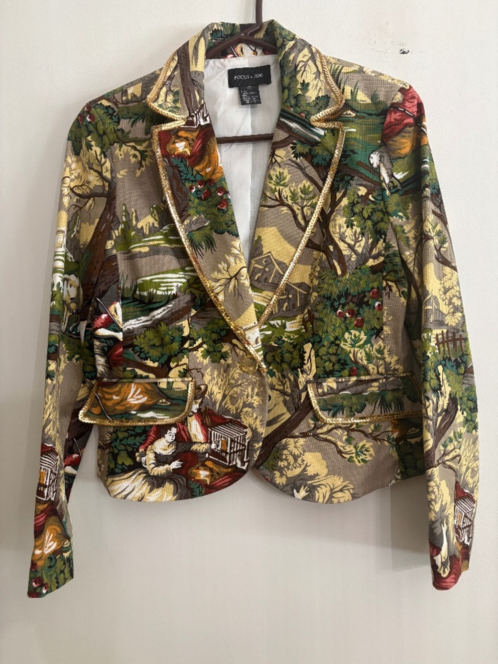 FOCUS 2000 Tapestry Print Blazer with Sequin Trim - Size S